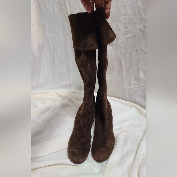 San Frediano Tall Brown Suede Heeled Boots Size 36.5 - Picture 1 of 4